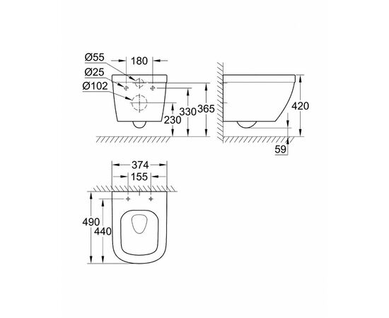 унитаз подвесной grohe euro ceramic 39206000 с микролифтом в Актау фото № 4