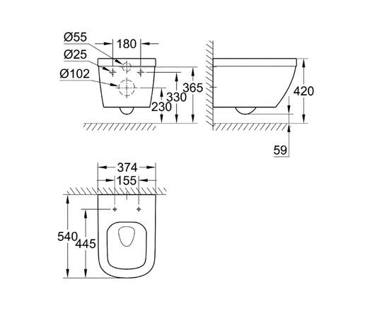 унитаз подвесной grohe euro ceramic 39328000 с микролифтом в Актау фото № 3