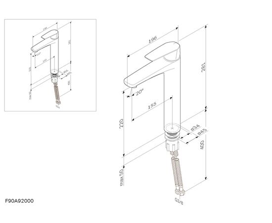 смеситель для раковины am.pm gem f90a92000,  высокий, хром в Актау фото № 4