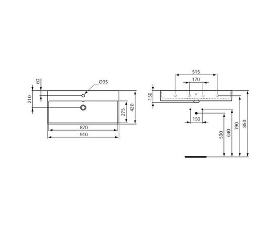 раковина накладная ideal standard strada k078601 90 см в Актау фото № 3