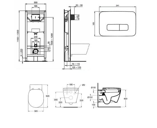 Комплект ideal standard connect air : унитаз  e005401 aquablade с инсталляцией и кнопкой m3 r0123a6 в Актау фото № 2