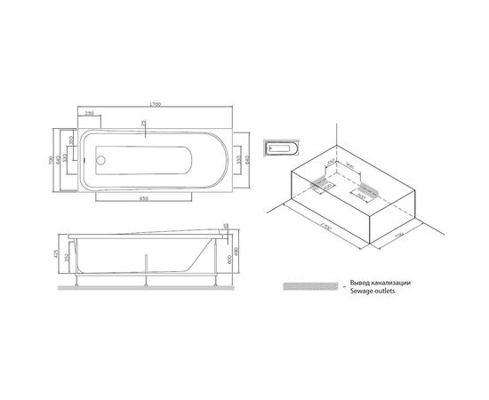 Ванна акриловая am.pm 150х70 like w80a-150-070w-a в Актау фото № 3