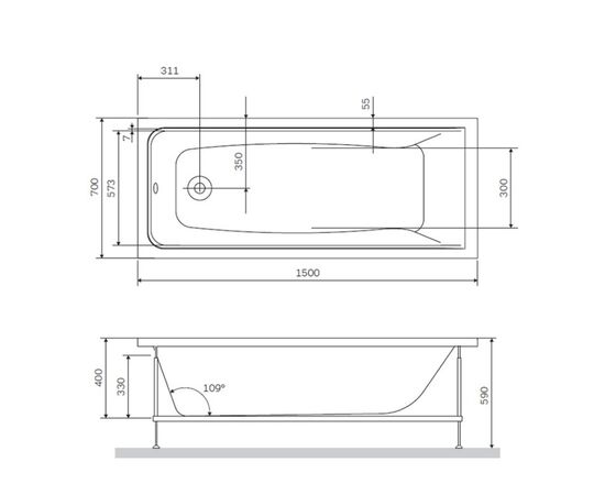 Ванна акриловая am.pm 150х70 gem w90a-150-070w-a в Актау фото № 3