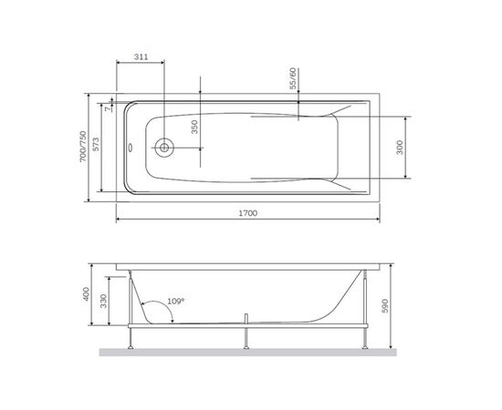 Ванна акриловая am.pm 170х70 gem w90a-170-070w-a в Актау фото № 3