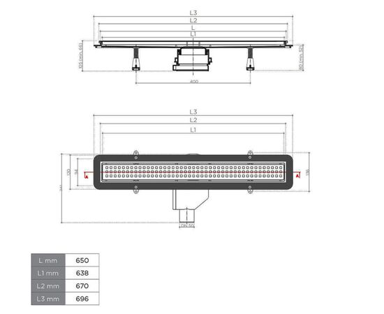 Душевой лоток pestan confluo primo compact net line 13702517 650мм в Актау фото № 4