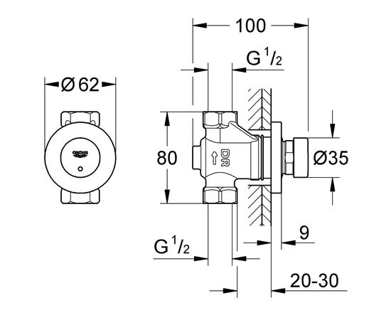 Grohe euroeco cosmopolitan s 36268000 порционный нажимной вентиль в Актау фото № 2