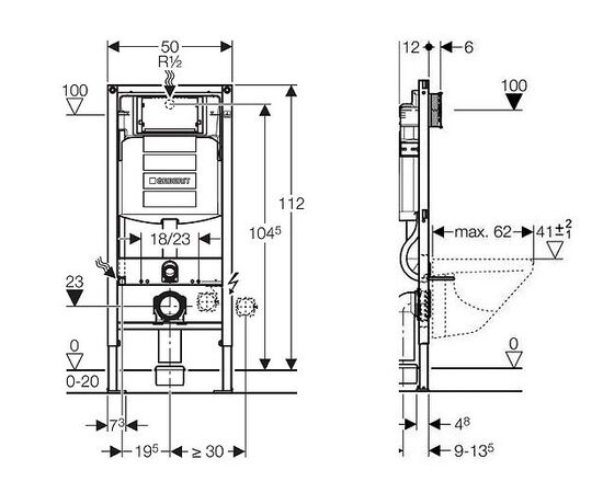 унитаз с инсталляцией geberit smyle square 500.300.21.s в Актау фото № 6