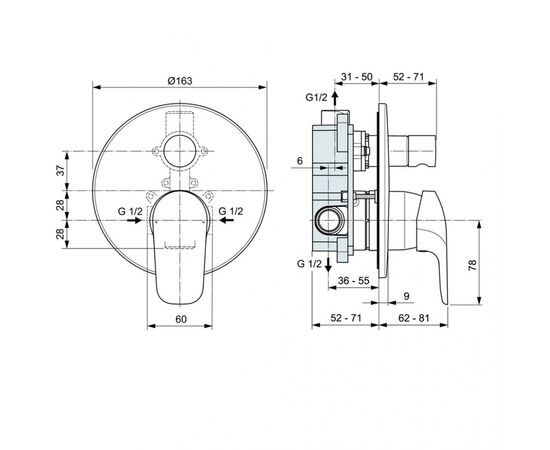 Душевая система 4в1 ideal standard ceraflex bc447aa встраиваемая в Актау фото № 8