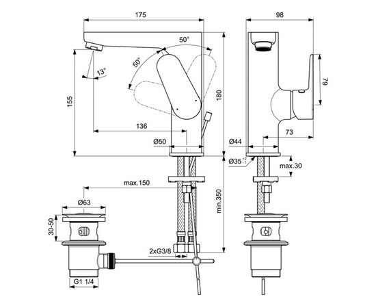 смеситель для раковины ideal standard cerafine o bc497аа в Актау фото № 2