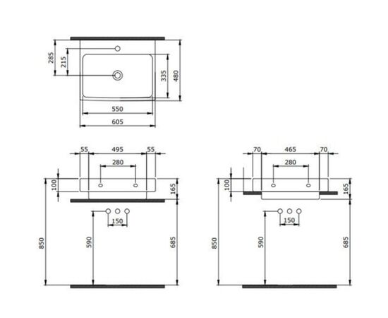 раковина накладная scala bocchi 1077-001-0126 60*48 белый глянец в Актау фото № 3