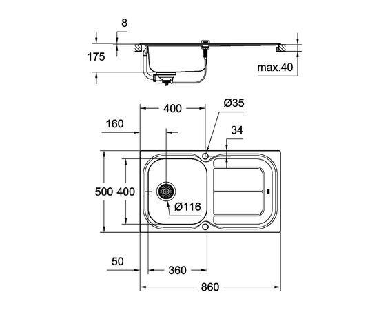 Мойка grohe k300 31563sd0 для кухни из нержавеющей стали в Актау фото № 3