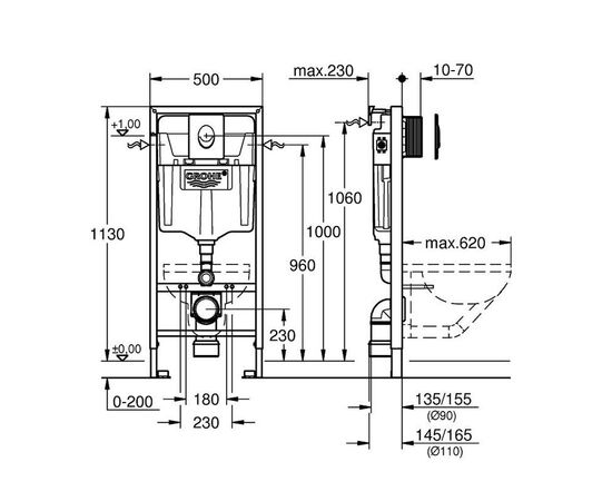 Инсталляция grohe rapid sl 38722001 3в1 для унитаза с кнопкой skate air белая в Актау фото № 2