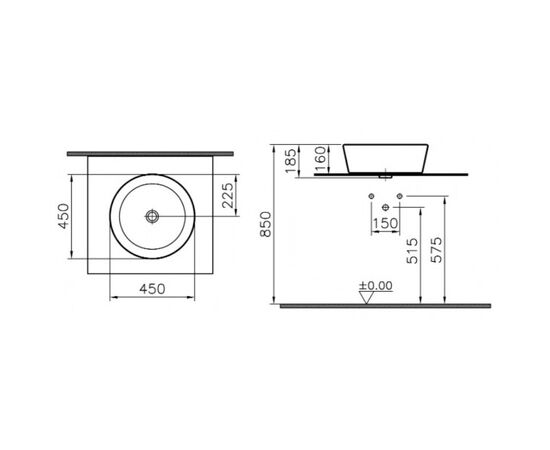 раковина накладная vitra matrix 5130b003-0016 круглая в Актау фото № 2