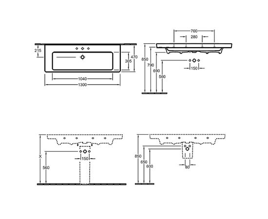 раковина подвесная villeroy&boch subway 2.0 7176 d0 130*47 см в Актау фото № 2