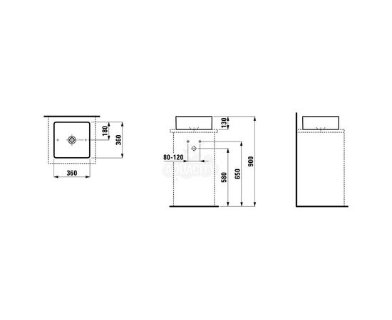 раковина накладная laufen living square 8114330001121 36см в Актау фото № 3