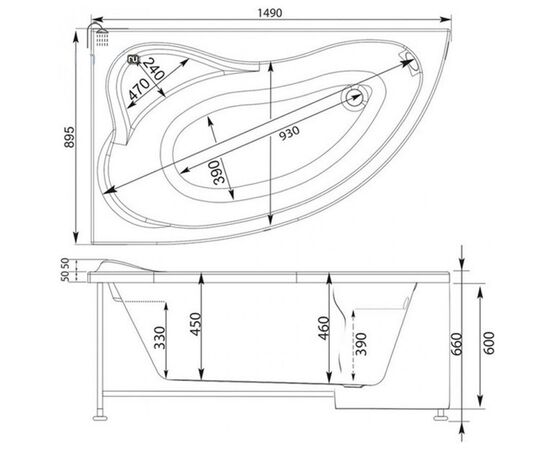 Ванна акриловая aquanet 150x90 atlanta l в Актау фото № 2