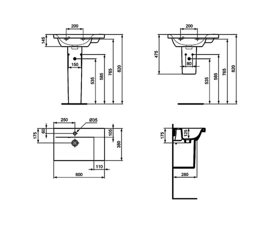 раковина мебельная ideal standard connect space  e136601 r в Актау фото № 3