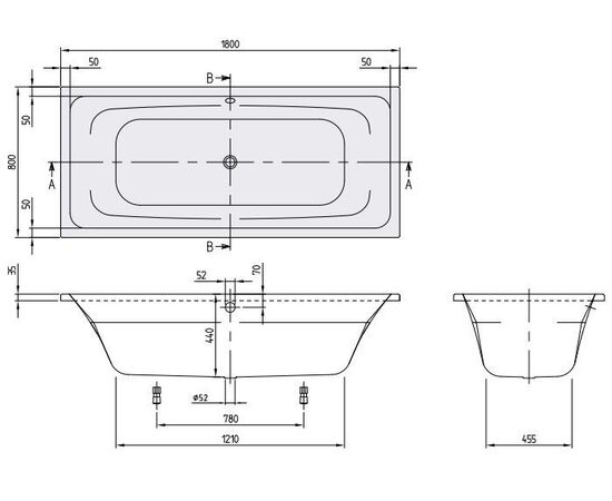 Ванна акриловая villeroy&boch 180x80 avento uba180avn2v-01 в Актау фото № 3