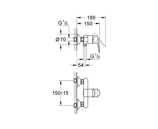 смеситель для душа grohe bauedge 23333000 однорычажный , dn 15 в Актау фото № 3