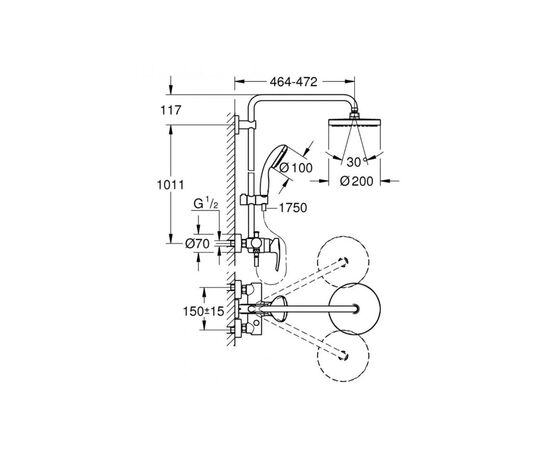 Душевая стойка grohe tempesta cosmopolitan 210 26224001 со смесителем в Актау фото № 3