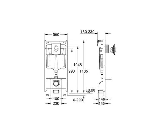 Инсталляция 3в1 grohe rapid sl 38721001 (овальная кнопка, хром) в Актау фото № 2
