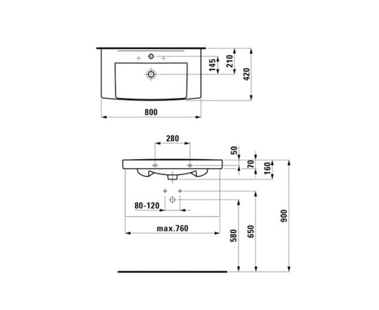 раковина подвесная laufen pro n h8109570001041 80x42см в Актау фото № 2