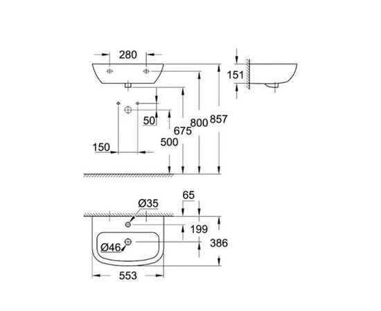 раковина подвесная grohe bau ceramic 39440000 55см в Актау фото № 3