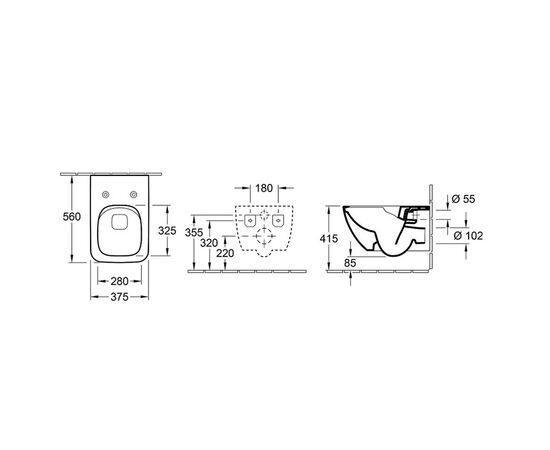 унитаз подвесной villeroy&boch legato 5663 rs 01 безободковый. тонкая крышка с микролифтом в Актау фото № 3