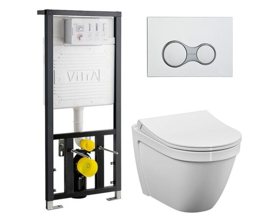 Комплект vitra s50: унитаз безободковый 5956b003-0101 с инсталляцией и кнопкой. тонкая крышка в Актау фото № 1