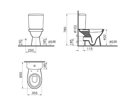 унитаз-компакт напольный  vitra norm fit 9844b099-7200 крышка с микролифтом в Актау фото № 6