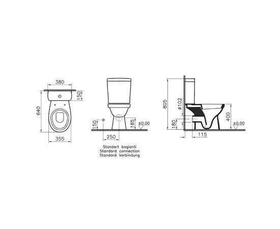 унитаз-компакт напольный  vitra norm eisberg 9844b099-7201 крышка смикролифтом в Актау фото № 3
