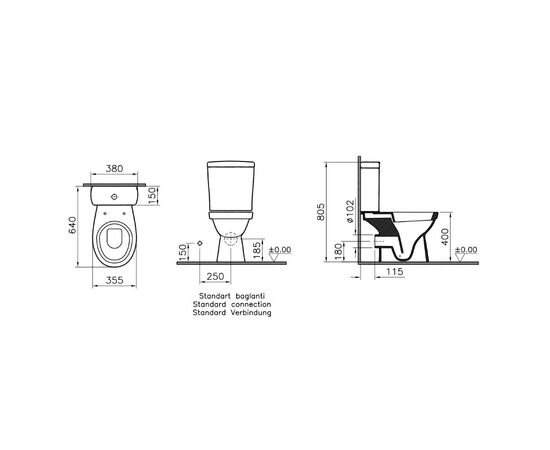 унитаз-компакт vitra norm eisberg duroplast 9844b099-7202 крышка смикролифтом в Актау фото № 3