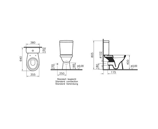 унитаз-компакт напольный vitra norm eisberg with bidet 9844b099-7204 крышка с микролифтом в Актау фото № 6