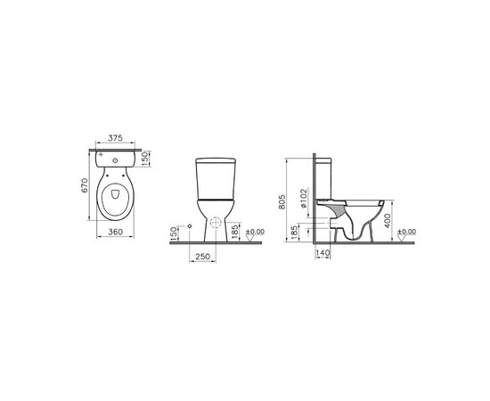 унитаз-компакт напольный  vitra norm nord 9845b099-7201 крышка с микролифтом в Актау фото № 3