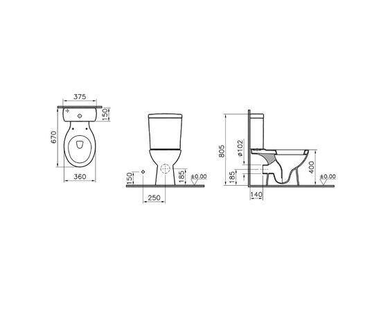 унитаз-компакт напольный vitra norm nord duroplast 9845b099-7202 крышка с микролифтом в Актау фото № 3