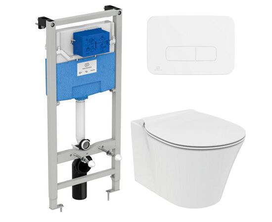 Комплект ideal standard connect air: унитаз безободковый e005401 c инсталляцией и кнопкой m3 r0123ac в Актау фото № 1