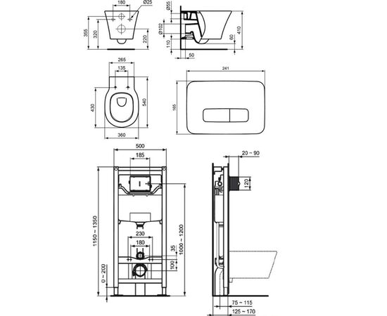 Комплект ideal standard connect air: унитаз e005401 c инсталляцией и кнопкой r0123aa в Актау фото № 2