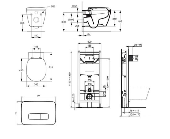 Комплект ideal standard connect: унитаз e803501 slim с инсталляцией и кнопкой m3r0123ac в Актау фото № 2