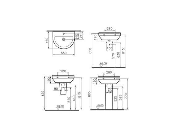 раковина vitra s50 5301b003-0001 55 см с пьедесталом в Актау фото № 2