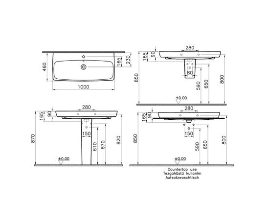 раковина vitra metropole 5664b003-0001 100 см с пьедесталом в Актау фото № 2