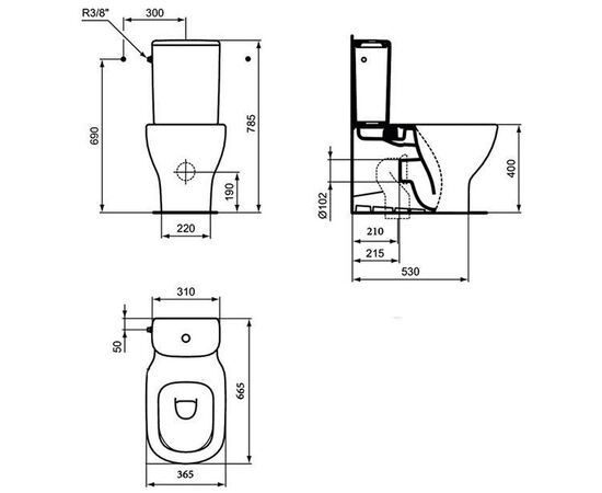 унитаз напольный ideal standard tesi t008201 aqua blade (комплект) в Актау фото № 3