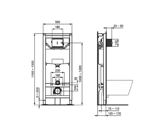 Инсталляция для унитаза ideal standard prosys frame 120 m r020467 в Актау фото № 2