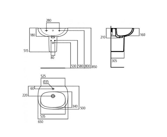раковина подвесная ideal standard tesi t351301 65см на полуножке в Актау фото № 3
