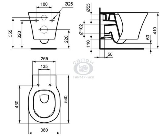 унитаз подвесной ideal standard connect air e005401 aqua blade .тонкая крышка  в Актау фото № 3