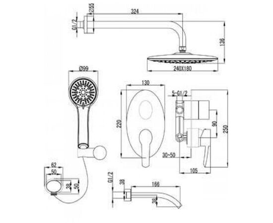 Lm3222c атлантисс смеситель для ванны и душа встраиваемый с дополнит 5 функц лейкой,хром в Актау фото № 2