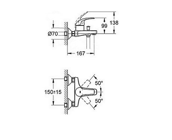 смеситель для ванны grohe baucurve 32806000, dn 15 в Актау фото № 2