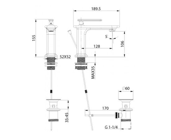 Lm6406wg миста le mark смеситель для умывальника монолитный, белый/золото с донным клапаном в Актау фото № 2