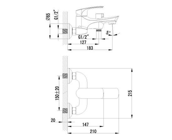 Lm1712c плюс шейп смеситель для ванны с коротким изливом, дивертор с кер.пласт.с аксессуарам хром в Актау фото № 2