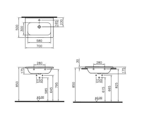раковина подвесная vitra d-light 5919b003-0001 70см на полуножке в Актау фото № 2