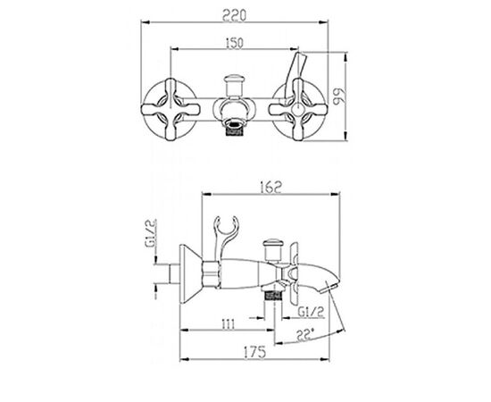 Lemark lm5712c дуэтто смеситель для ванны с коротким изливом, хром в Актау фото № 2